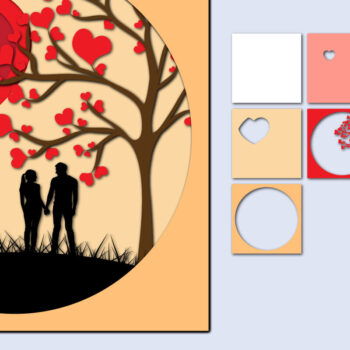 Intra απο ξύλο plywood 3mm-4mm πάχος – Χαρτί κοπής 3D για την ημέρα του Αγίου Βαλεντίνου Δίασταση  20x20 cm INTRAFABR-56840851 - Image 1