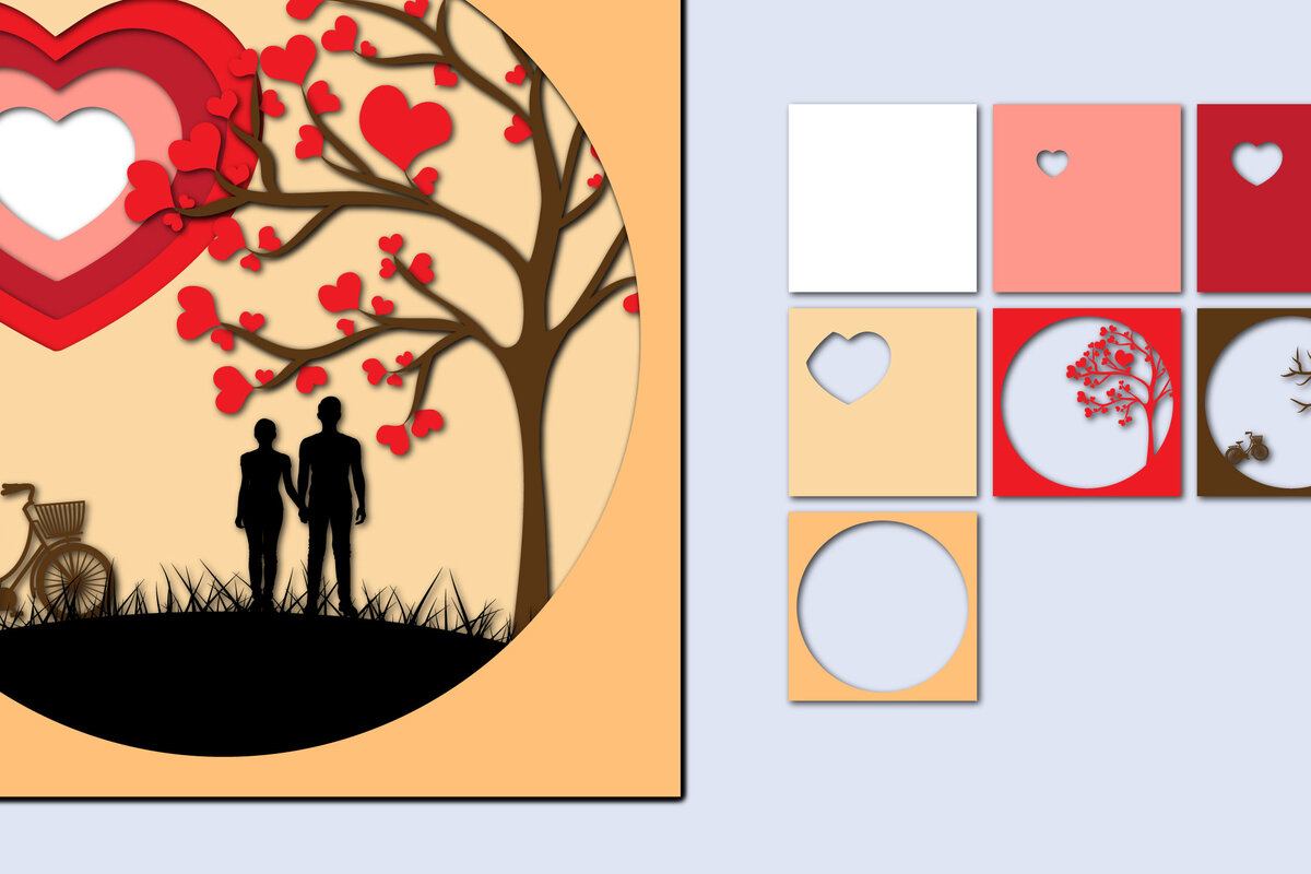 Intra απο ξύλο plywood 3mm-4mm πάχος – Χαρτί κοπής 3D για την ημέρα του Αγίου Βαλεντίνου Δίασταση  20x20 cm INTRAFABR-56841086