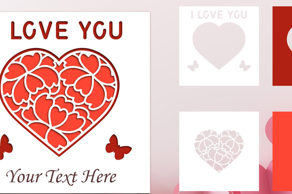 Intra απο ξύλο plywood 3mm-4mm πάχος – Χαρτόκοψη για την Ημέρα του Αγίου Βαλεντίνου, I Love You Card Δίασταση  20x20 cm INTRAFABR-86048546