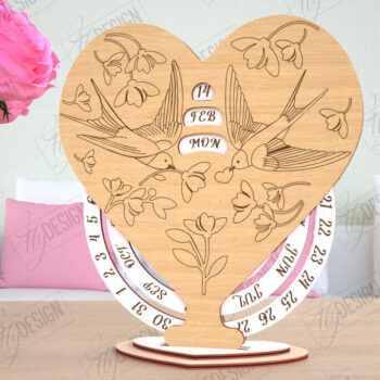 Intra απο ξύλο plywood 3mm-4mm πάχος – Λέιζερ Perpetual Calendar Day Valentine's Day Δίασταση  20x20 cm INTRAFABR-114817176 - Image 1