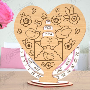 Intra απο ξύλο plywood 3mm-4mm πάχος – Λέιζερ Perpetual Calendar Day Valentine's Day Δίασταση  20x20 cm INTRAFABR-114817209