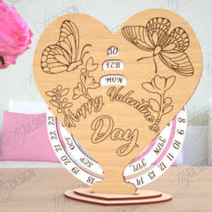 Intra απο ξύλο plywood 3mm-4mm πάχος – Λέιζερ Perpetual Calendar Day Valentine's Day Δίασταση  20x20 cm INTRAFABR-114817244