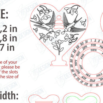 Intra απο ξύλο plywood 3mm-4mm πάχος – Λέιζερ Perpetual Calendar Day Valentine's Day Δίασταση  20x20 cm INTRAFABR-114817244 - Image 2