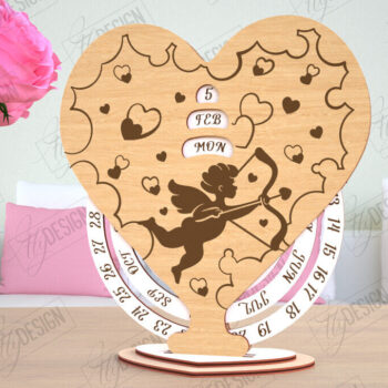 Intra απο ξύλο plywood 3mm-4mm πάχος – Λέιζερ Perpetual Calendar Day Valentine's Day Δίασταση  20x20 cm INTRAFABR-114817110 - Image 1
