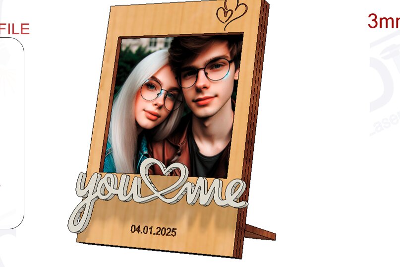 Intra απο ξύλο plywood 3mm-4mm πάχος – Κορνίζα για την ημέρα του Αγίου Βαλεντίνου Δίασταση  20x20 cm INTRAFABR-113243941