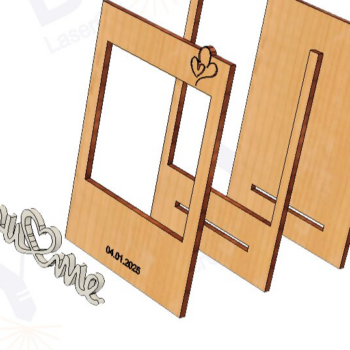 Intra απο ξύλο plywood 3mm-4mm πάχος – Κορνίζα για την ημέρα του Αγίου Βαλεντίνου Δίασταση  20x20 cm INTRAFABR-113243941 - Image 3