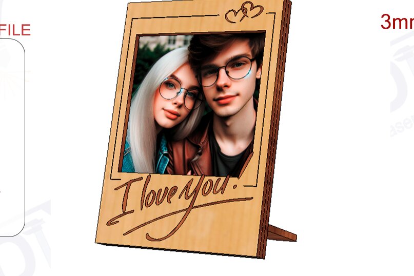 Intra απο ξύλο plywood 3mm-4mm πάχος – Κορνίζα για την ημέρα του Αγίου Βαλεντίνου Δίασταση  20x20 cm INTRAFABR-113243801