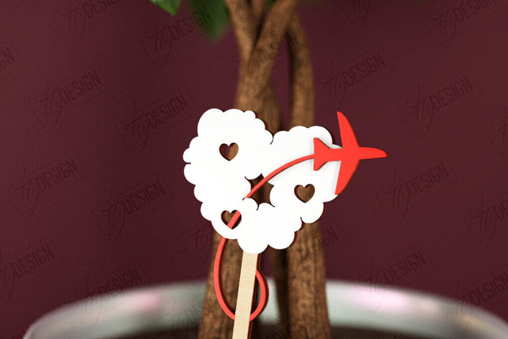 Intra απο ξύλο plywood 3mm-4mm πάχος – Φυτό Πάσσαλο για την Ημέρα του Αγίου Βαλεντίνου |Σχήμα καρδιάς Δίασταση  20x20 cm INTRAFABR-112620695