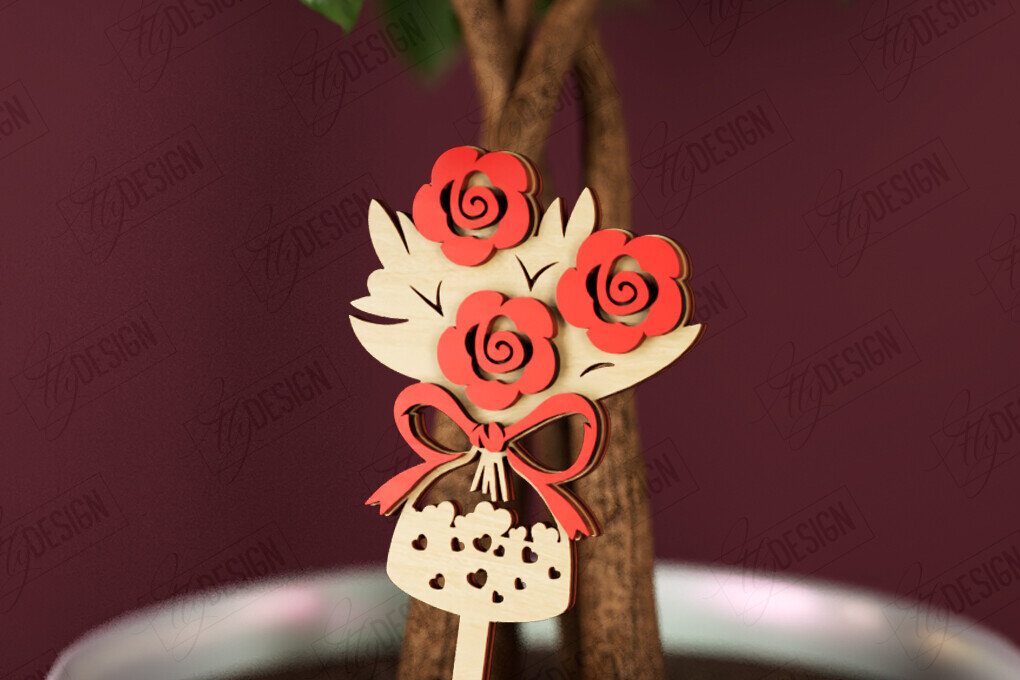 Intra απο ξύλο plywood 3mm-4mm πάχος – Φυτό Πάσσαλο για την Ημέρα του Αγίου Βαλεντίνου |Σχήμα καρδιάς Δίασταση  20x20 cm INTRAFABR-112620653