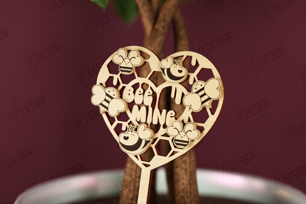 Intra απο ξύλο plywood 3mm-4mm πάχος – Φυτό Πάσσαλο για την Ημέρα του Αγίου Βαλεντίνου |Σχήμα καρδιάς Δίασταση  20x20 cm INTRAFABR-112620661