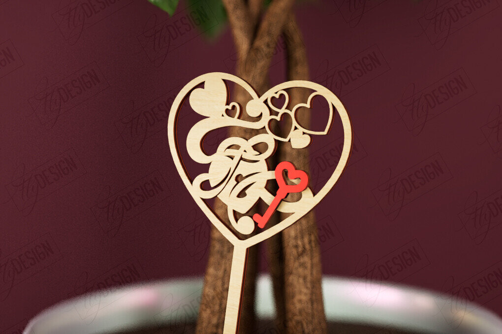 Intra απο ξύλο plywood 3mm-4mm πάχος – Φυτό Πάσσαλο για την Ημέρα του Αγίου Βαλεντίνου |Σχήμα καρδιάς Δίασταση  20x20 cm INTRAFABR-112620665