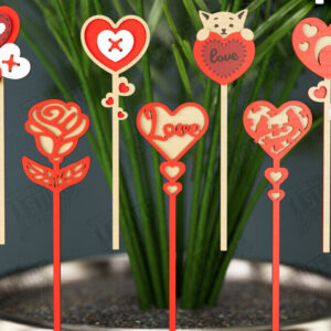 Intra απο ξύλο plywood 3mm-4mm πάχος – Πακέτο φυτών για την Ημέρα του Αγίου Βαλεντίνου |CNC Δίασταση  20x20 cm INTRAFABR-112631128