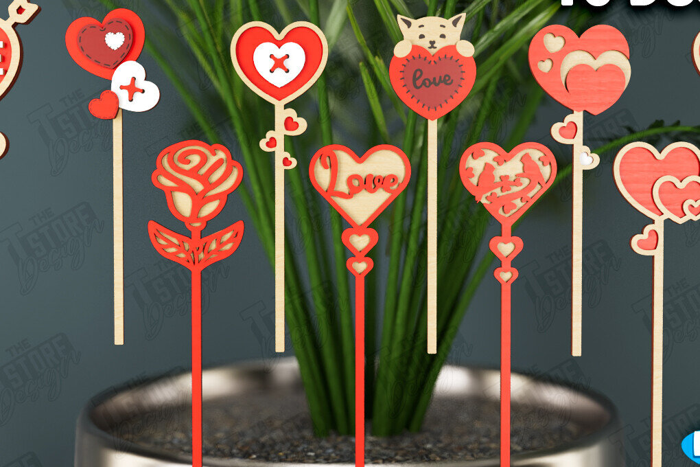 Intra απο ξύλο plywood 3mm-4mm πάχος – Πακέτο φυτών για την Ημέρα του Αγίου Βαλεντίνου |CNC Δίασταση  20x20 cm INTRAFABR-112631128