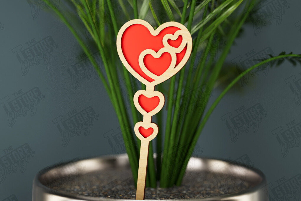 Intra απο ξύλο plywood 3mm-4mm πάχος – Ημέρα του Αγίου Βαλεντίνου Plant Stakes | Αρχείο CNC Δίασταση  20x20 cm INTRAFABR-112631010