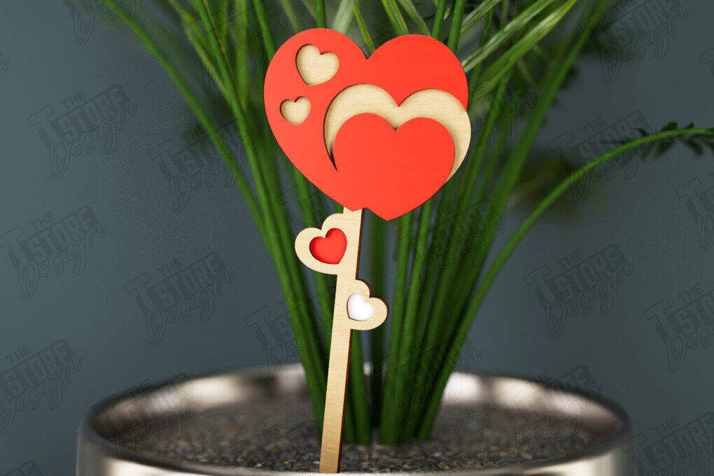 Intra απο ξύλο plywood 3mm-4mm πάχος – Ημέρα του Αγίου Βαλεντίνου Plant Stakes | Αρχείο CNC Δίασταση  20x20 cm INTRAFABR-112631034