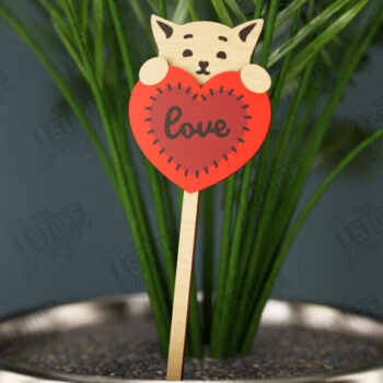 Intra απο ξύλο plywood 3mm-4mm πάχος – Ημέρα του Αγίου Βαλεντίνου Plant Stakes | Αρχείο CNC Δίασταση  20x20 cm INTRAFABR-112631038 - Image 1