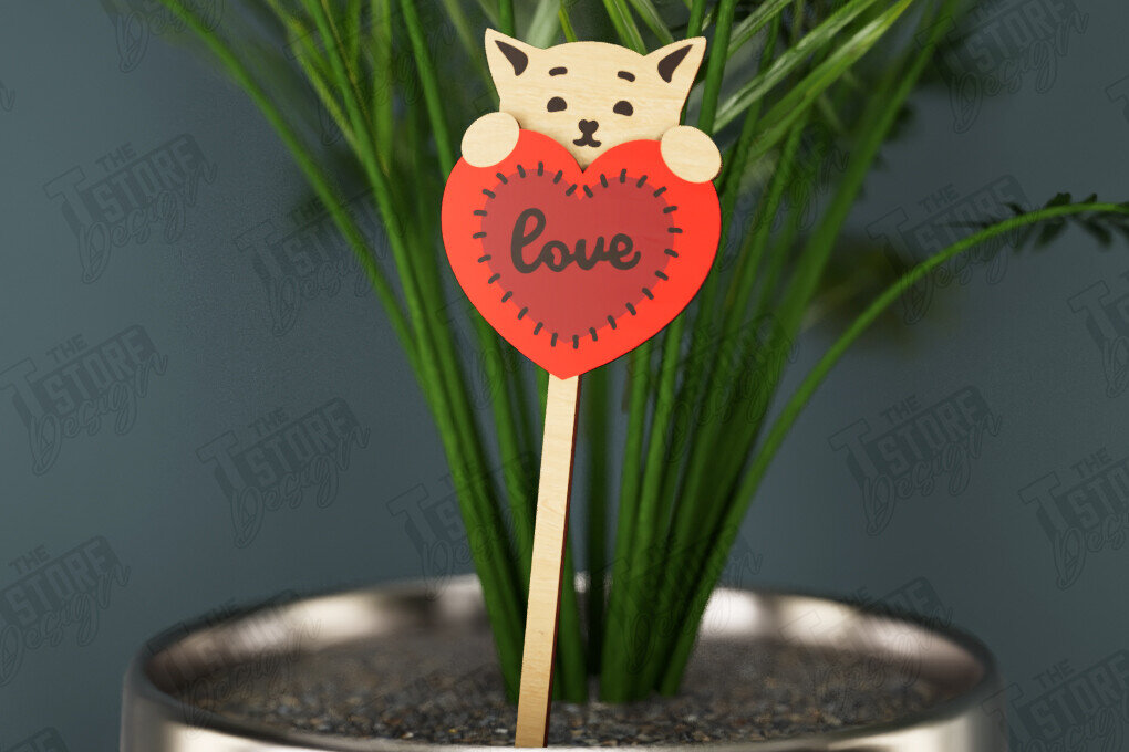 Intra απο ξύλο plywood 3mm-4mm πάχος – Ημέρα του Αγίου Βαλεντίνου Plant Stakes | Αρχείο CNC Δίασταση  20x20 cm INTRAFABR-112631038