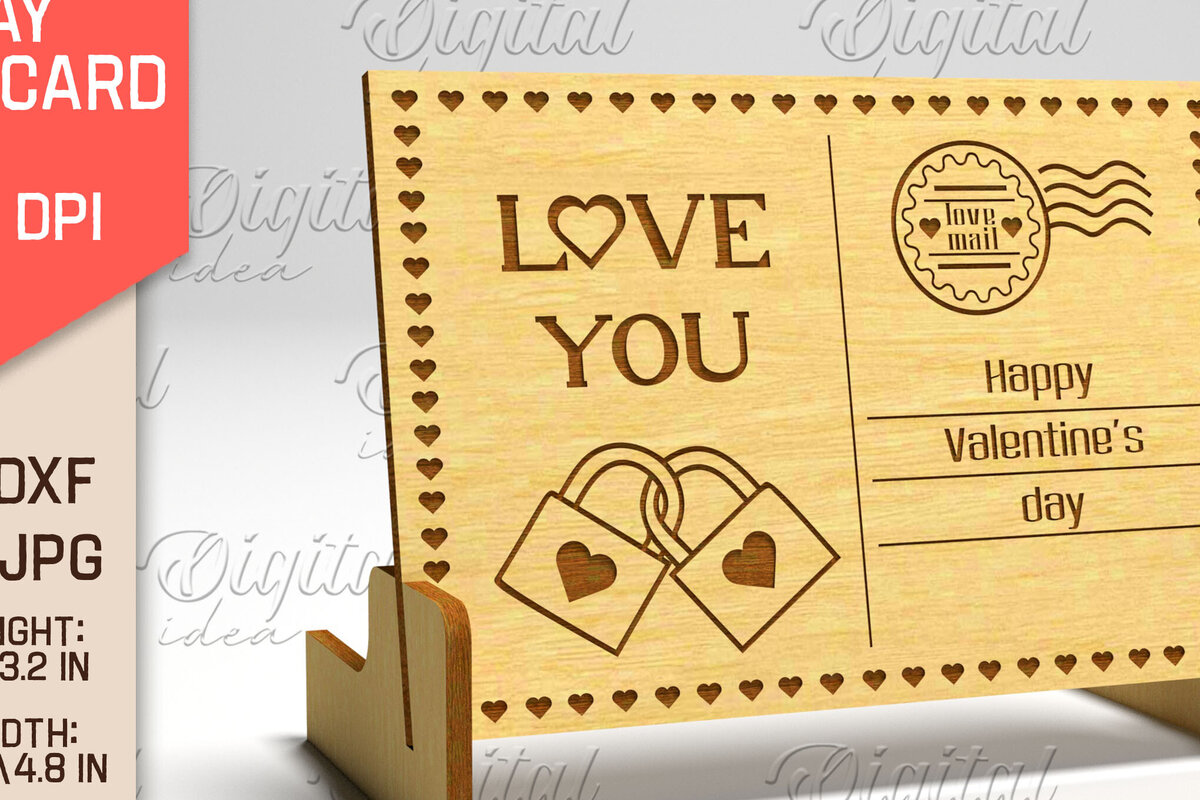Intra απο ξύλο plywood 3mm-4mm πάχος – Καρτ ποστάλ για την ημέρα του Αγίου Βαλεντίνου. Τρισδιάστατη Δίασταση  20x20 cm INTRAFABR-84751067