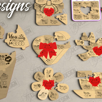 Intra απο ξύλο plywood 3mm-4mm πάχος – Πακέτο κοπής με λέιζερ παζλ για την ημέρα του Αγίου Βαλεντίνου Δίασταση  20x20 cm INTRAFABR-112093976 - Image 1