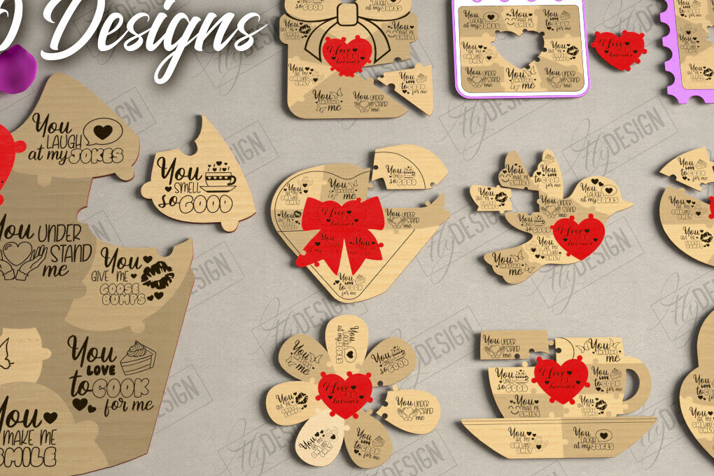 Intra απο ξύλο plywood 3mm-4mm πάχος – Πακέτο κοπής με λέιζερ παζλ για την ημέρα του Αγίου Βαλεντίνου Δίασταση  20x20 cm INTRAFABR-112093976