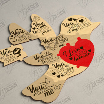 Intra απο ξύλο plywood 3mm-4mm πάχος – Πακέτο κοπής με λέιζερ παζλ για την ημέρα του Αγίου Βαλεντίνου Δίασταση  20x20 cm INTRAFABR-112093976 - Image 3