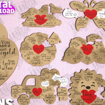 Intra απο ξύλο plywood 3mm-4mm πάχος – Πακέτο κοπής με λέιζερ παζλ για την ημέρα του Αγίου Βαλεντίνου Δίασταση  20x20 cm INTRAFABR-112093434 - Image 1