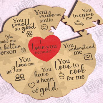 Intra απο ξύλο plywood 3mm-4mm πάχος – Πακέτο κοπής με λέιζερ παζλ για την ημέρα του Αγίου Βαλεντίνου Δίασταση  20x20 cm INTRAFABR-112093434 - Image 2