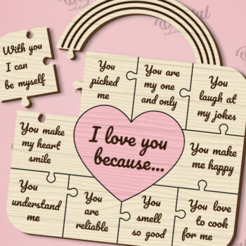 Intra απο ξύλο plywood 3mm-4mm πάχος –  κοπής με λέιζερ παζλ για την ημέρα του Αγίου Βαλεντίνου Δίασταση  20x20 cm INTRAFABR-110666125 - Image 1