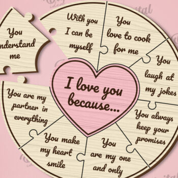 Intra απο ξύλο plywood 3mm-4mm πάχος –  κοπής με λέιζερ παζλ για την ημέρα του Αγίου Βαλεντίνου Δίασταση  20x20 cm INTRAFABR-110665975 - Image 1