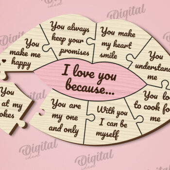 Intra απο ξύλο plywood 3mm-4mm πάχος –  κοπής με λέιζερ παζλ για την ημέρα του Αγίου Βαλεντίνου Δίασταση  20x20 cm INTRAFABR-110666000 - Image 1