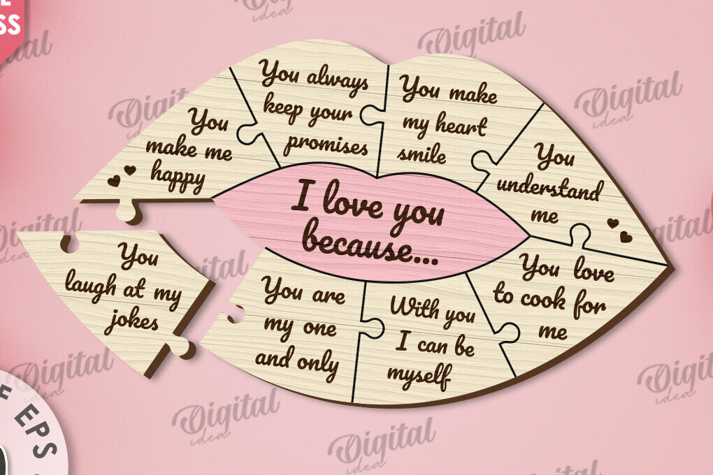 Intra απο ξύλο plywood 3mm-4mm πάχος –  κοπής με λέιζερ παζλ για την ημέρα του Αγίου Βαλεντίνου Δίασταση  20x20 cm INTRAFABR-110666000