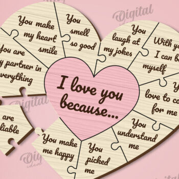 Intra απο ξύλο plywood 3mm-4mm πάχος –  κοπής με λέιζερ παζλ για την ημέρα του Αγίου Βαλεντίνου Δίασταση  20x20 cm INTRAFABR-110665848 - Image 1