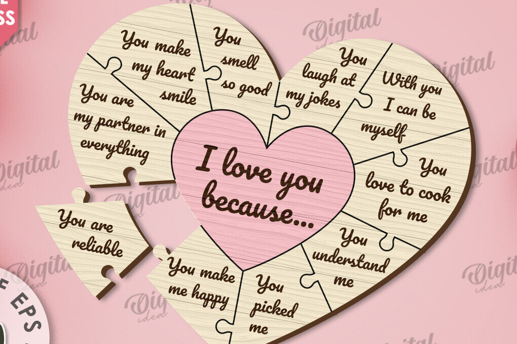 Intra απο ξύλο plywood 3mm-4mm πάχος –  κοπής με λέιζερ παζλ για την ημέρα του Αγίου Βαλεντίνου Δίασταση  20x20 cm INTRAFABR-110665848