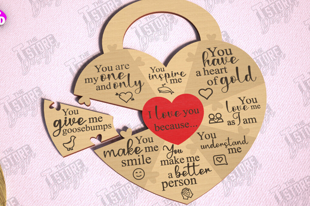 Intra απο ξύλο plywood 3mm-4mm πάχος – Παζλ του Αγίου Βαλεντίνου | Ρομαντικό δώρο Δίασταση  20x20 cm INTRAFABR-112093328