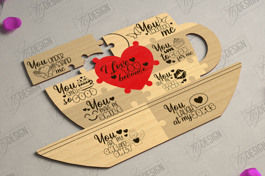 Intra απο ξύλο plywood 3mm-4mm πάχος – Παζλ του Αγίου Βαλεντίνου | Ρομαντικό δώρο Δίασταση  20x20 cm INTRAFABR-112093534