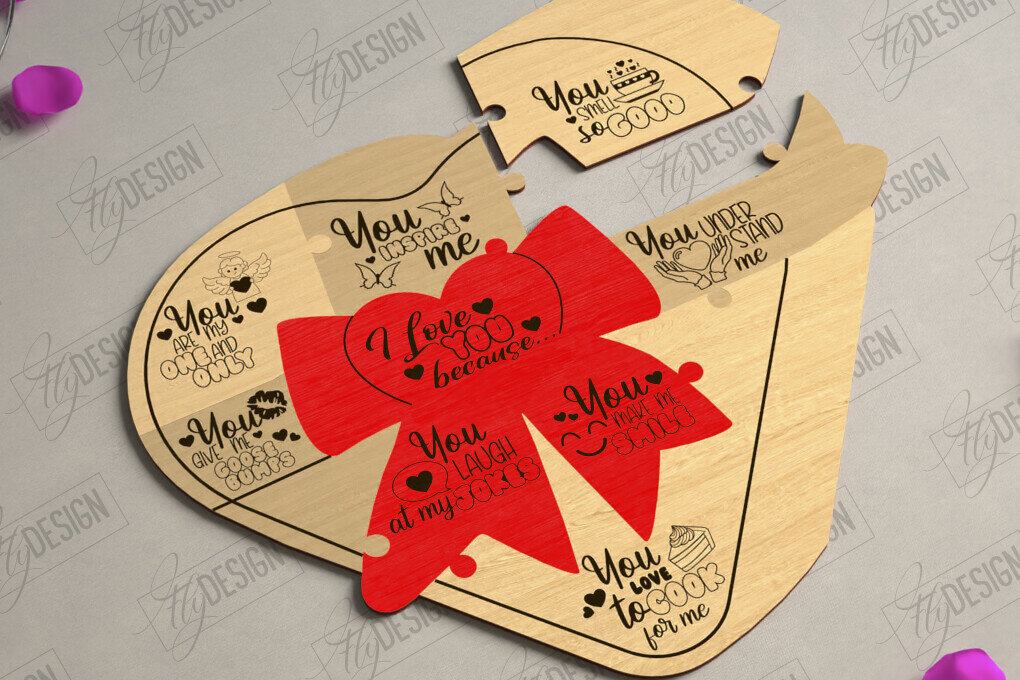 Intra απο ξύλο plywood 3mm-4mm πάχος – Παζλ του Αγίου Βαλεντίνου | Ρομαντικό δώρο Δίασταση  20x20 cm INTRAFABR-112093540