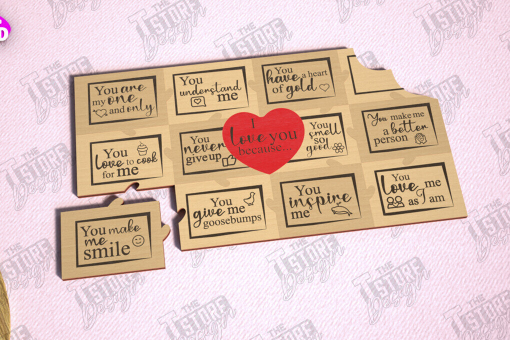 Intra απο ξύλο plywood 3mm-4mm πάχος – Παζλ του Αγίου Βαλεντίνου | Ρομαντικό δώρο Δίασταση  20x20 cm INTRAFABR-112093302