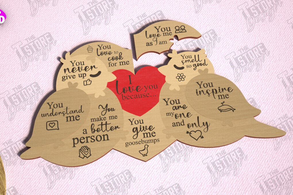 Intra απο ξύλο plywood 3mm-4mm πάχος – Παζλ του Αγίου Βαλεντίνου | Ρομαντικό δώρο Δίασταση  20x20 cm INTRAFABR-112093309