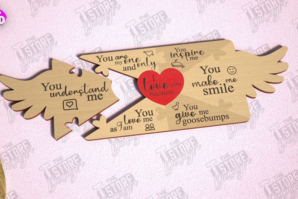 Intra απο ξύλο plywood 3mm-4mm πάχος – Παζλ του Αγίου Βαλεντίνου | Ρομαντικό δώρο Δίασταση  20x20 cm INTRAFABR-112093313