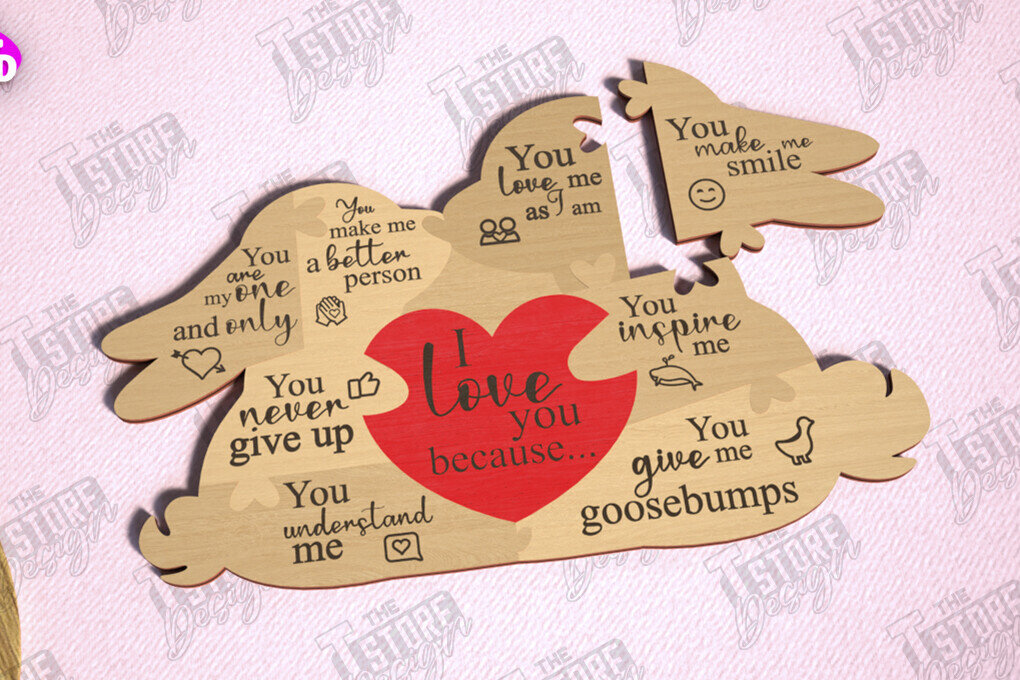 Intra απο ξύλο plywood 3mm-4mm πάχος – Παζλ του Αγίου Βαλεντίνου | Ρομαντικό δώρο Δίασταση  20x20 cm INTRAFABR-112093317