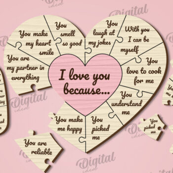 Intra απο ξύλο plywood 3mm-4mm πάχος – Πακέτο LaserCut με παζλ του Αγίου Βαλεντίνου Δίασταση  20x20 cm INTRAFABR-110668392 - Image 1