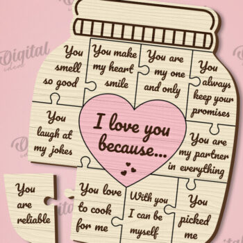 Intra απο ξύλο plywood 3mm-4mm πάχος – Πακέτο LaserCut με παζλ του Αγίου Βαλεντίνου Δίασταση  20x20 cm INTRAFABR-110668392 - Image 6