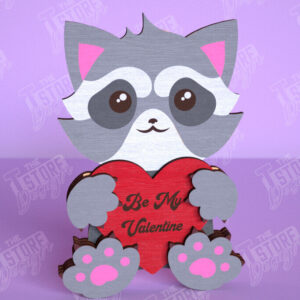 Intra απο ξύλο plywood 3mm-4mm πάχος – Ρακούν του Αγίου Βαλεντίνου | Ρομαντικό δώρο Δίασταση  20x20 cm INTRAFABR-113528579