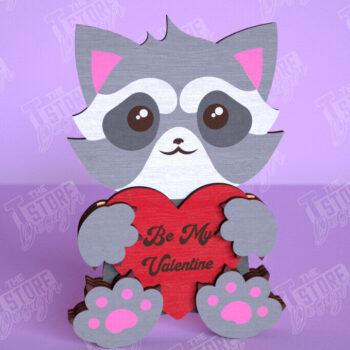 Intra απο ξύλο plywood 3mm-4mm πάχος – Ρακούν του Αγίου Βαλεντίνου | Ρομαντικό δώρο Δίασταση  20x20 cm INTRAFABR-113528579 - Image 1