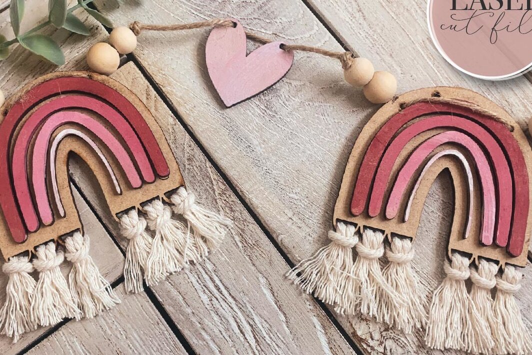 Intra απο ξύλο plywood 3mm-4mm πάχος – Ημέρα του Αγίου Βαλεντίνου Rainbow Garland Δίασταση  20x20 cm INTRAFABR-72727941