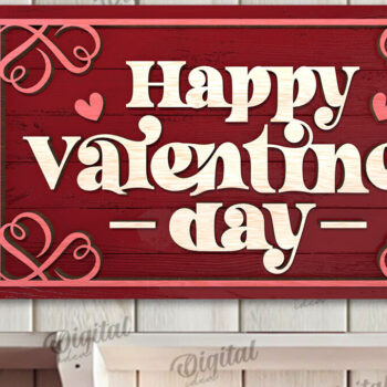 Intra απο ξύλο plywood 3mm-4mm πάχος – Ημέρα του Αγίου Βαλεντίνου ρετρό σημάδι κοπής με λέιζερ Δίασταση  20x20 cm INTRAFABR-110383235 - Image 1