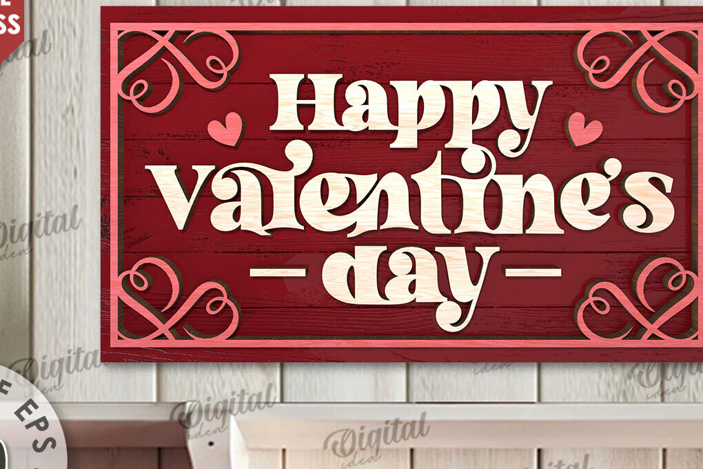 Intra απο ξύλο plywood 3mm-4mm πάχος – Ημέρα του Αγίου Βαλεντίνου ρετρό σημάδι κοπής με λέιζερ Δίασταση  20x20 cm INTRAFABR-110383235