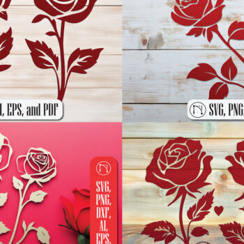 Intra απο ξύλο plywood 3mm-4mm πάχος – Πακέτο αρχείου κομμένων τριαντάφυλλων για την ημέρα του Αγίου Βαλεντίνου Δίασταση  20x20 cm INTRAFABR-105069071 - Image 1