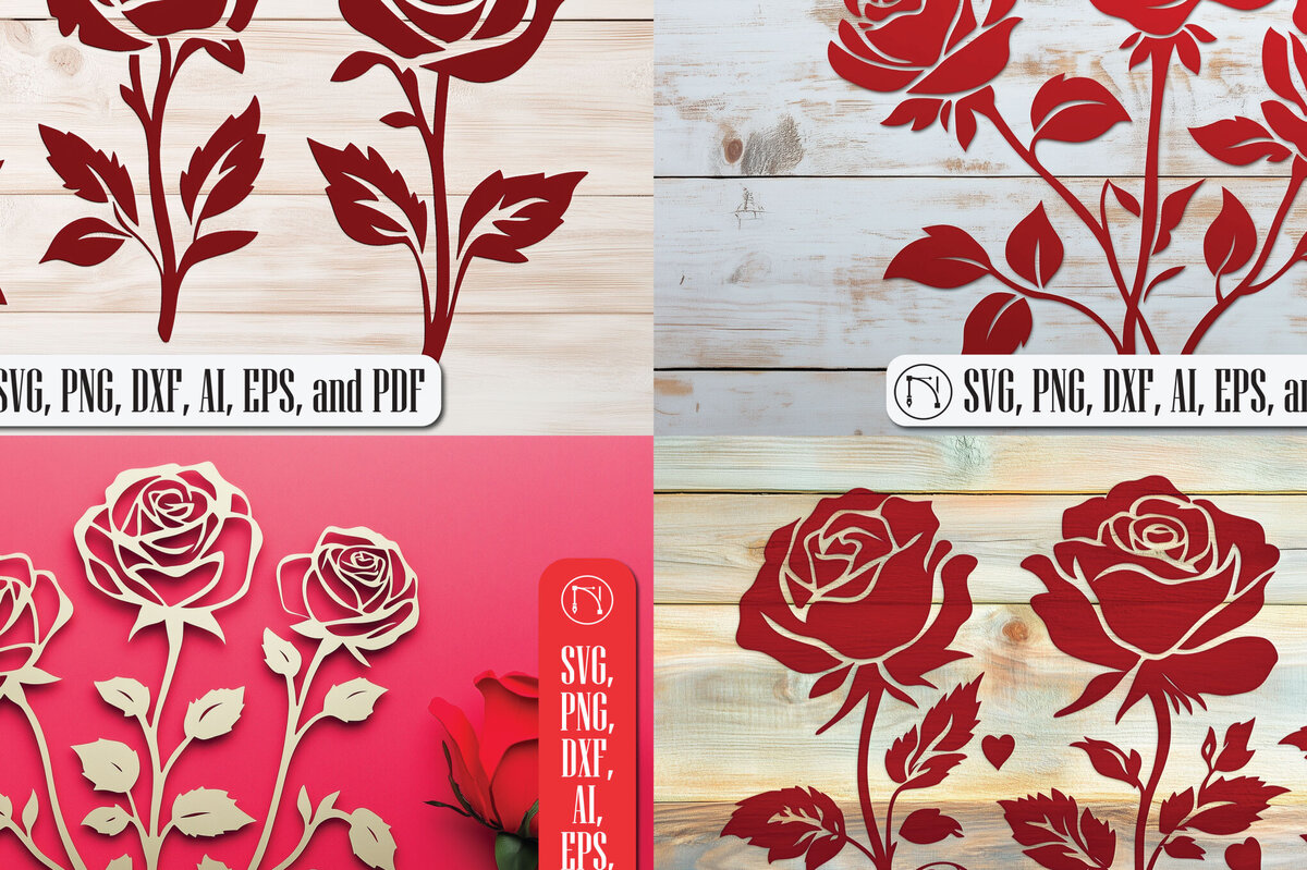 Intra απο ξύλο plywood 3mm-4mm πάχος – Πακέτο αρχείου κομμένων τριαντάφυλλων για την ημέρα του Αγίου Βαλεντίνου Δίασταση  20x20 cm INTRAFABR-105069071