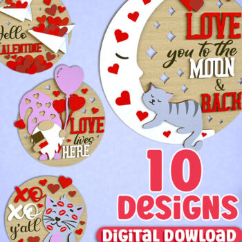 Intra απο ξύλο plywood 3mm-4mm πάχος – Πακέτο σημάτων για την Ημέρα του Αγίου Βαλεντίνου | CNC Δίασταση  20x20 cm INTRAFABR-110331944 - Image 1